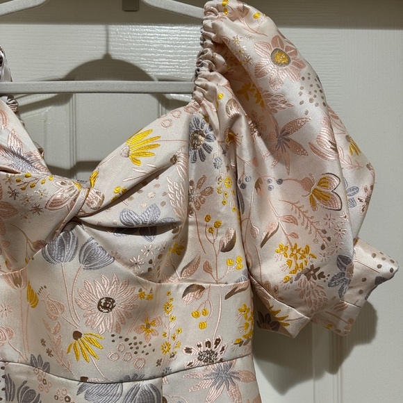 Hutch Floral Jacquard Puff Sleeve Mini Dress - Picture 8 of 9